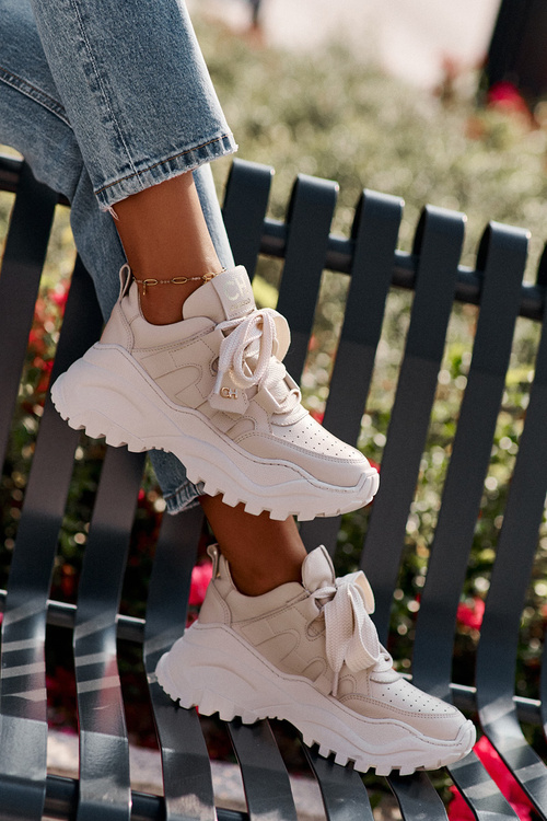 Women's Leather Sneakers Beige CheBello 4583