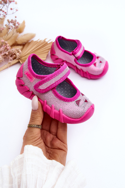 Glittering Cat Ballet Flats Befado 109P235 Pink Ballet Flats