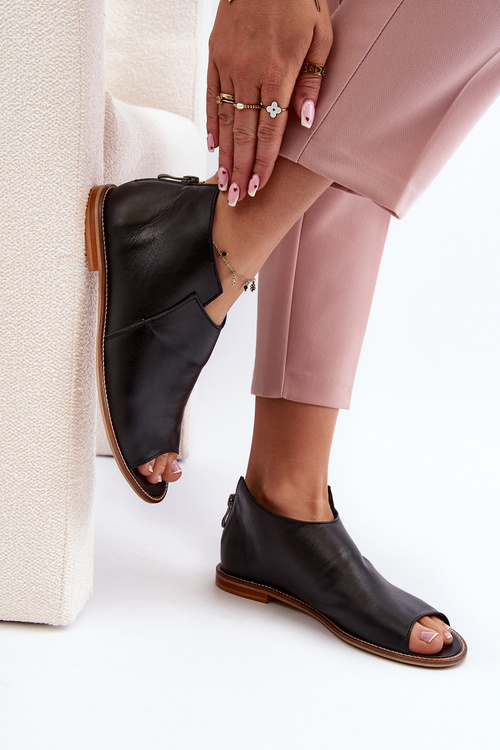 Women's Leather Sandals Laura Messi 2443 Black