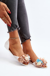 Women's Rubber Ballerina Flats with Flowers White Junikla