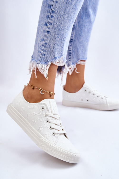 Women's Big Star Embroidered Sneakers LL274223 White