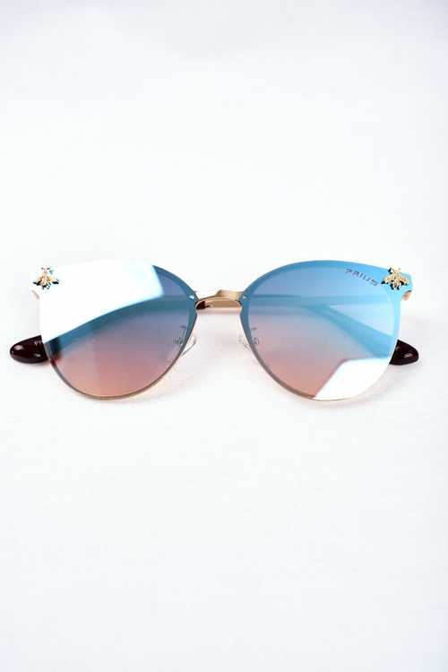 Women's Sunglasses Prius PRE-17 Gold Blue Mirror Insect