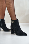 Warm Women's Ankle Boots with Pointed Toes on a Heel Black Laoreina
