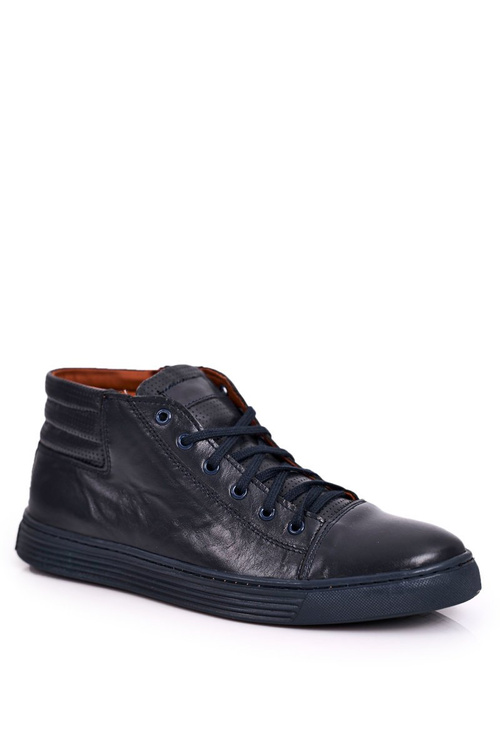 Men's Leather Shoes Trainers BEDNAREK Navy Blue 