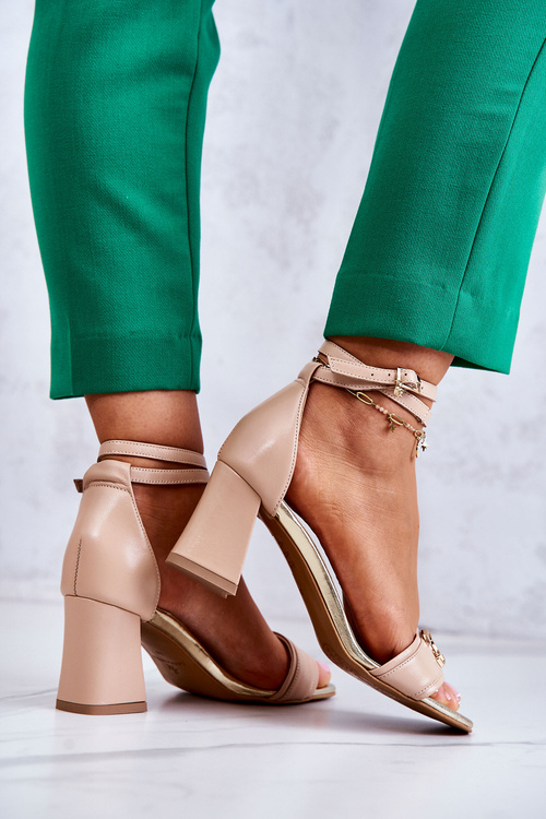 Leather High Heel Sandals Laura Messi 2425 Beige