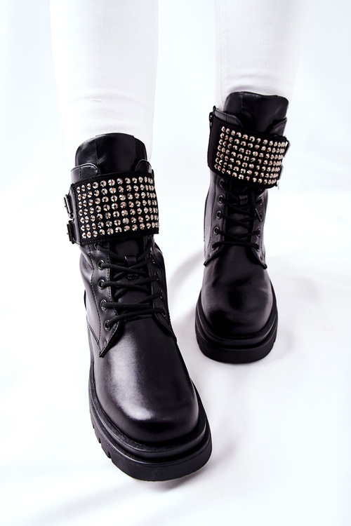 Women's Worker Boots With Studs Eveis