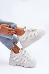 Sneakersy Skórzane Masywna Platforma Białe Zazoo 2F-7033