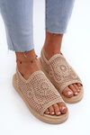 Women's Flat Sandals Adorned with Black Flowers Abidina