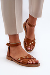 Zazoo 40378 Flat Women's Leather Sandals Brown
