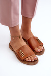 Zazoo 40384 Elegant Leather Women's Flip Flops Brown