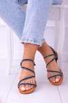 Black Women's Sandals With Zircons Ferragosto