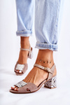 Leather Sandals On A Block Heel Maciejka 04120-10 Beige