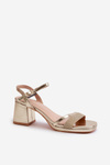 Women's High Heel Sandals with Shiny Gold Strap Tessata