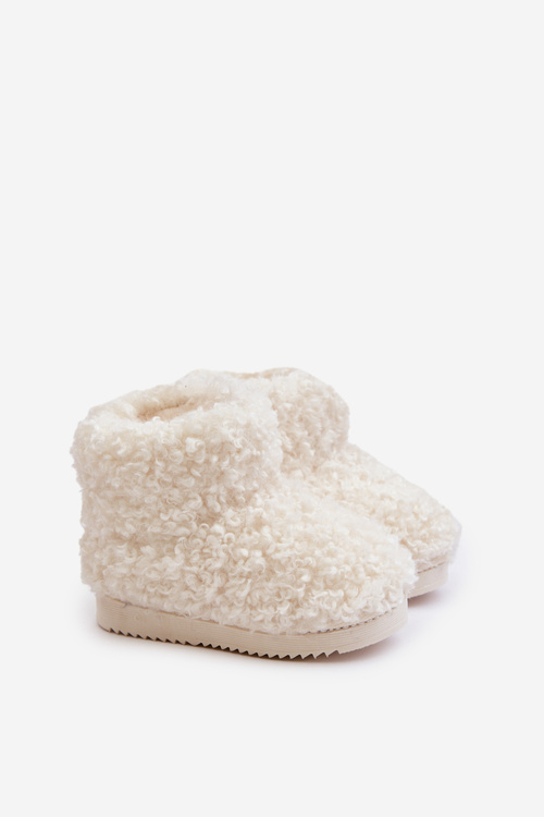 Children's Snow Boots With Fur Lamb Type Light Beige Mevael