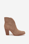 Women's Block Heel Boots Made of Eco Suede Beige Elvirae