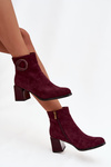 Suede block heel boots with lining decorated detail Artiker 57C0016 Bordeaux
