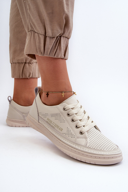 Women's Leather Sneakers Beige Cloesa