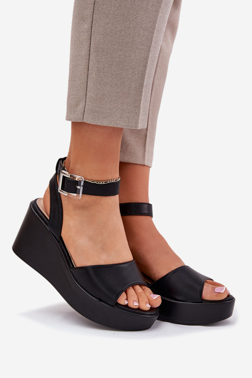 Wedge Heeled Women's Sandals Black Efrina