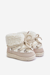 Children's Warm Lace-up Snow Boots Asija Beige 