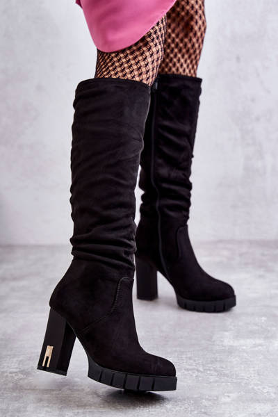 Classic Suede Zipper Boots Black Laylah