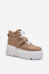 Sneakersy Skóra Naturalna Damskie Zazoo 3450 Beżowe