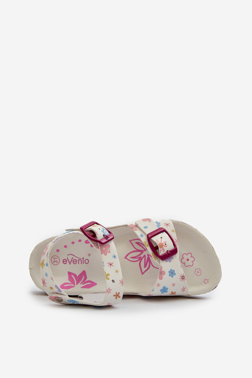 Children's Sandals with Flowers and Buckles White Memoria