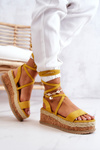 Suede Sandals Espadrilles On the Wedge Yellow Shanny