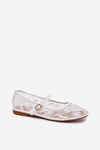 Mesh Ballet Flats With Embroidery And Decoration White Tillilora