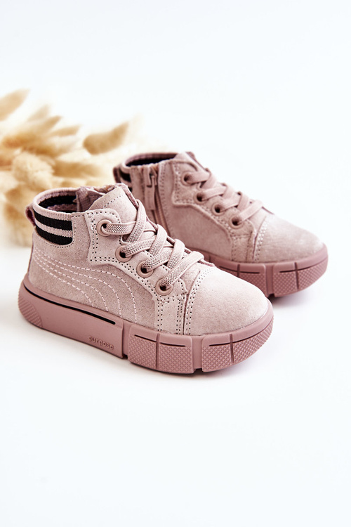 Children's High-top Sneakers With A Zipper Pink Boone