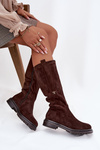 Women's Fur-lined Boots Flat Heel Eco Suede Chocolate Delyssa