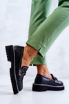 Leather Shoes Snake With Ornament Black Adison