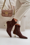 Women's Stiletto Boots Eco Suede With Pointed Toes Brown Irithare