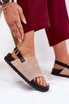 Women's Sandals Made Of Eco Suede On Platform Beige Migola