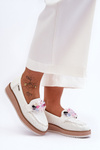 Women's Platform Moccasins with Stones White Elonore