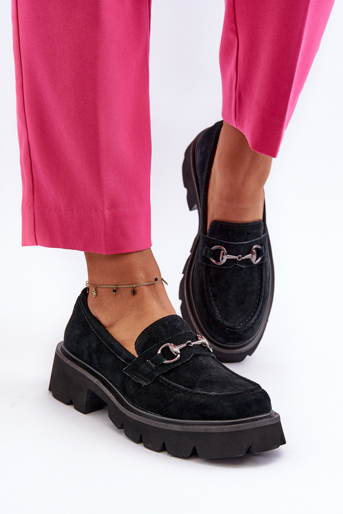 Massive Women's Suede Moccasins Black Neloria