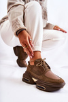 Sneakersy Sportowe Buty Damskie Khaki New Horizon