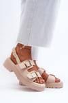 Women's Sandals with Buckles Eco Leather Beige Konanttia