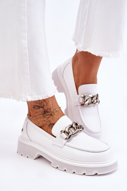 Leather Loafers With Chain GOE LL2N4038 White
