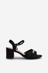 Women's sandals in eco suede on a high heel with black decorations Narhi