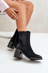 Women's Ankle Boots With Block Heel Made Of Eco Suede Black Naorita