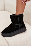 Women's Snow Boots Made of Genuine Suede on Platform Black Privine