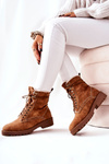 Leather Padded Worker Boots Camel Kimmie