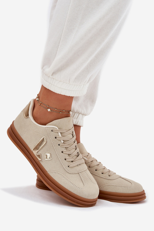 Eko Zamszowe Niskie Sneakersy Beżowe Micca