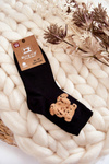 Women's Classic Cotton Socks With Teddy Bear Black