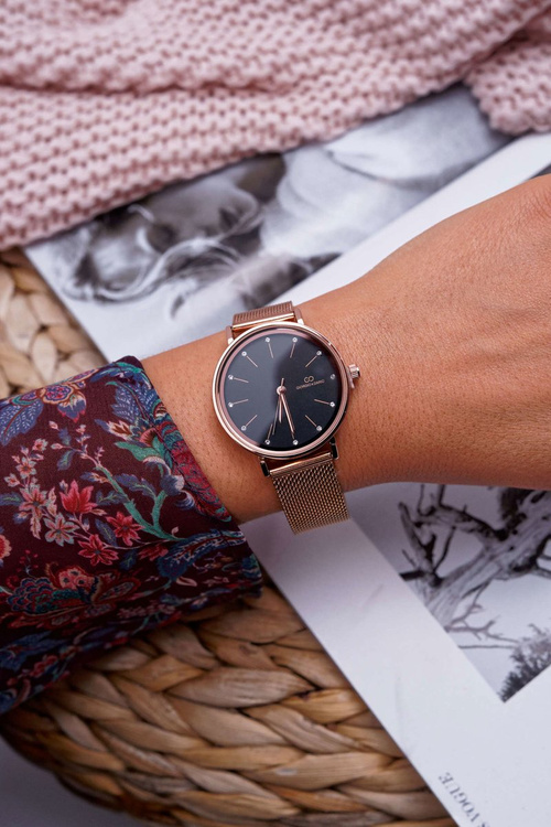 Women's Giorgio & Dario Mesh Watch Rose Gold Black Oreno Dial