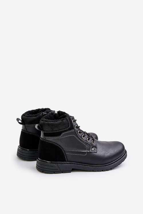 Insulated men's boots made of eco leather black Venredia