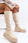 Women's Platform Boots with Zip GOE MM2N4067 Light Beige