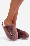 Fur Ladies Slippers Dark Purple Belinna