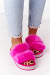 Platform Slippers With Fur And Cubic Zirconia Fuchsia Wow!