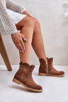 Low Women's Boots On Flat Heel Suede Lewski 3624 Brown